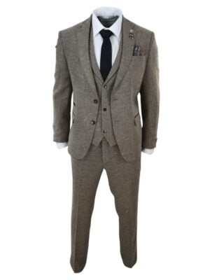 OLD-MONEY.PK Premium Herringbone Wool Blend 3-Piece Suit