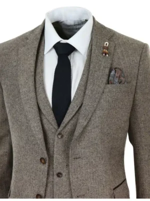 Premium Herringbone Wool Blend 3-Piece Suit