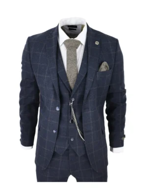 Men's Navy Tweed 3-Piece Suit – Classic & Modern Elegance